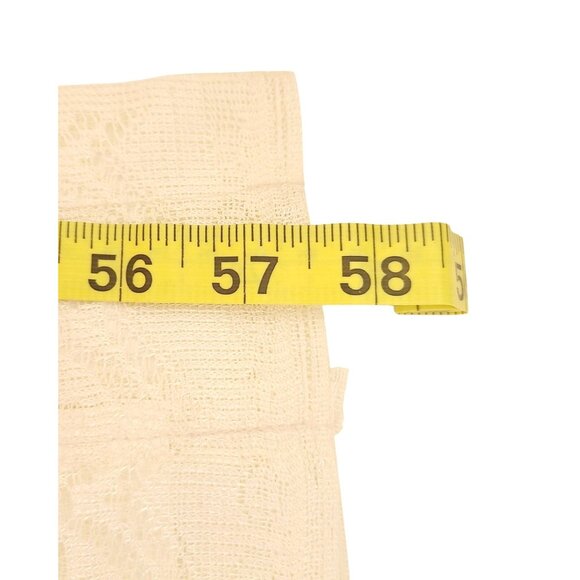 Window Panel w/ Attached Valance Ivory Floral Lace Set of 3 Panels Polyester - Picture 9 of 12